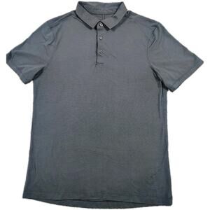 Lululemon Polo Shirt Men's Small Blue Beige Evolution Golf Preppy Stretch Casual